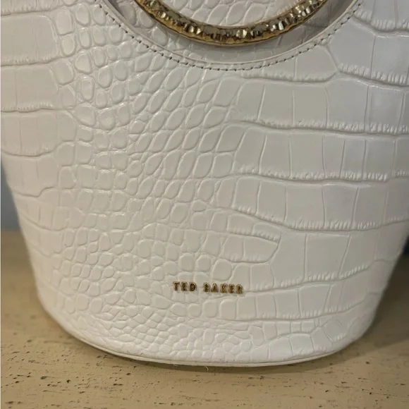 Ted Baker White Croc-Embossed Tote Bag with Gold Accents - Picture 6 of 16